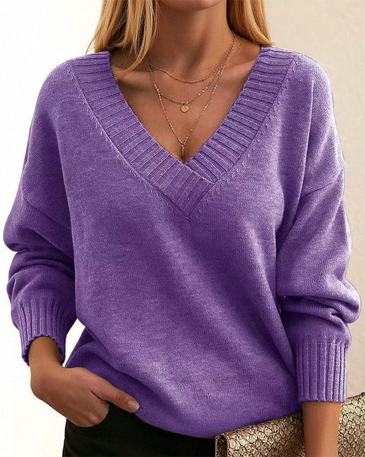 Zevina – V-Ausschnitt-Strickpullover