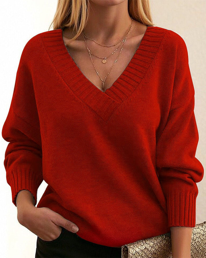 Zevina – V-Ausschnitt-Strickpullover