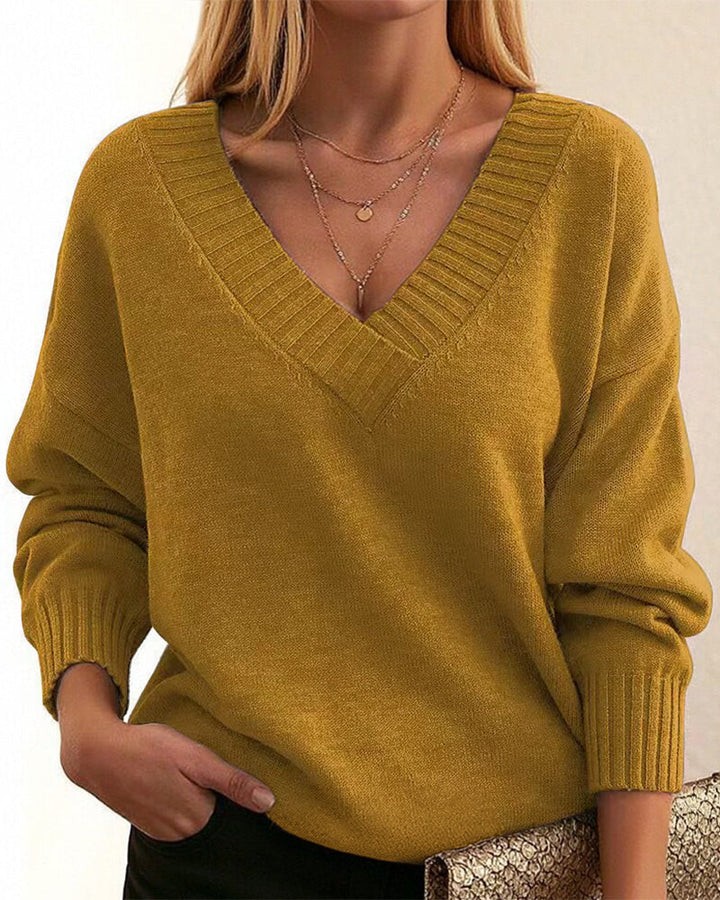 Zevina – V-Ausschnitt-Strickpullover
