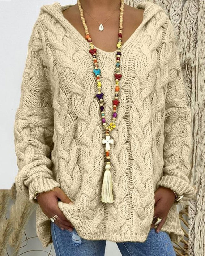 Leniva – Kapuzenpullover mit Zopfmuster