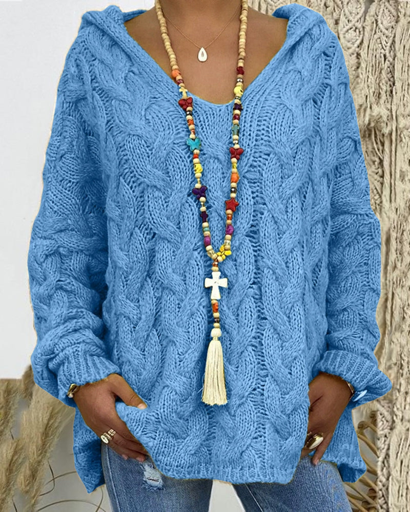 Leniva – Kapuzenpullover mit Zopfmuster