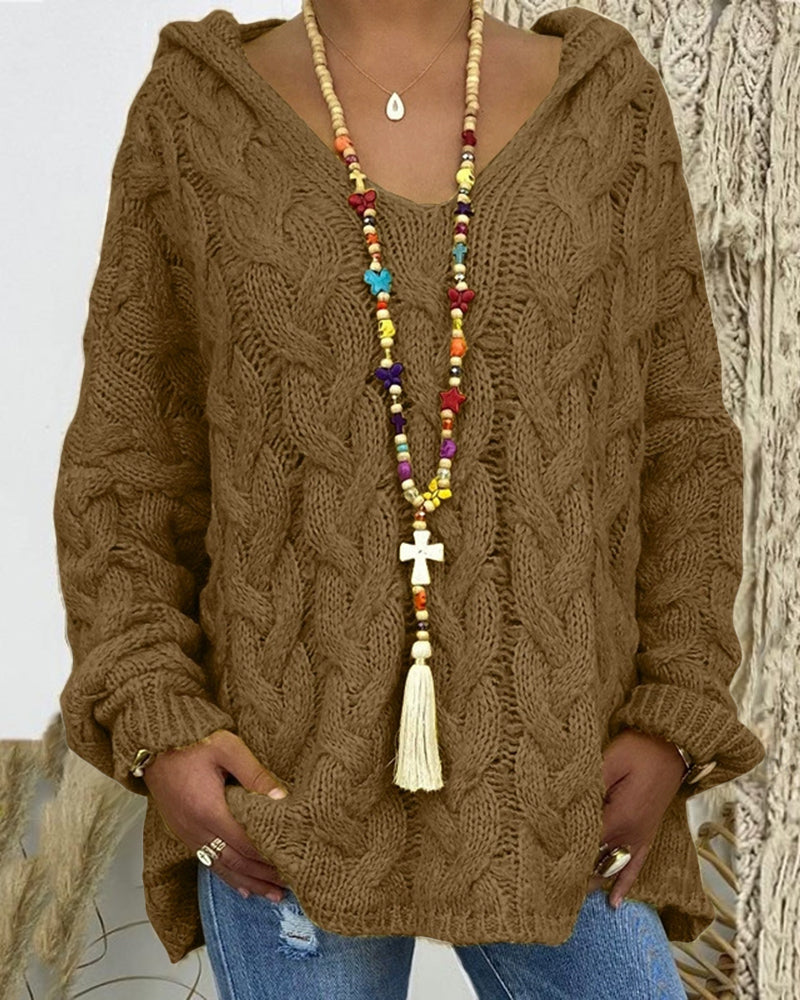 Leniva – Kapuzenpullover mit Zopfmuster