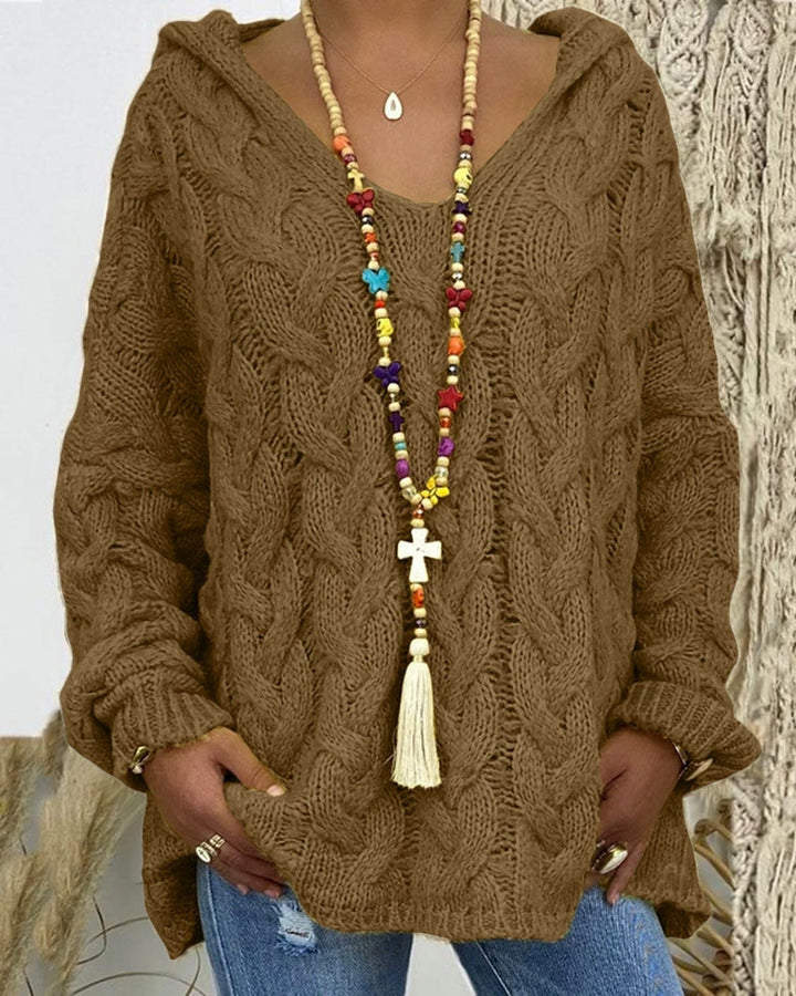 Leniva – Kapuzenpullover mit Zopfmuster