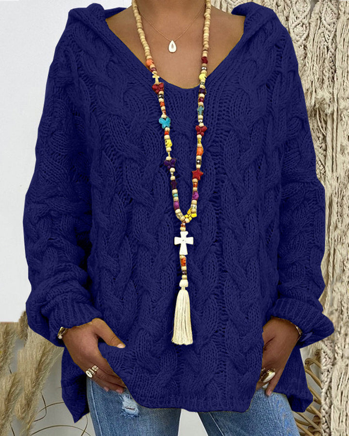Leniva – Kapuzenpullover mit Zopfmuster