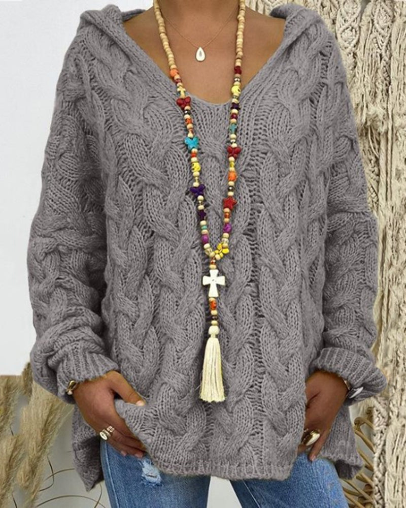 Leniva – Kapuzenpullover mit Zopfmuster