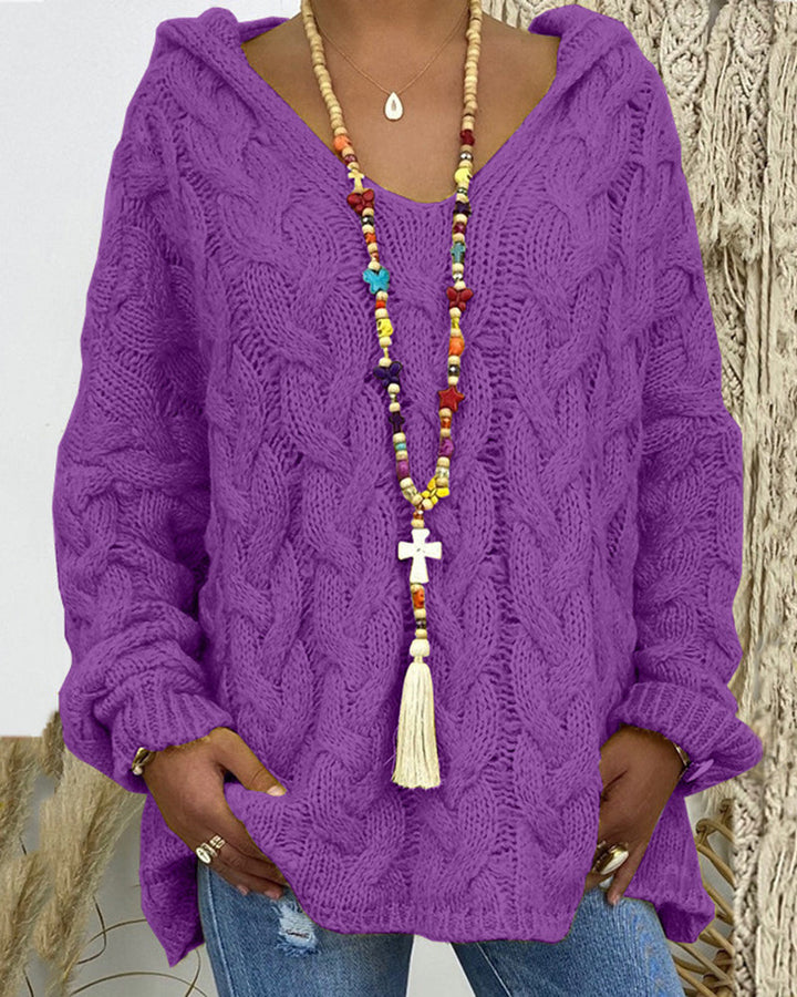 Leniva – Kapuzenpullover mit Zopfmuster
