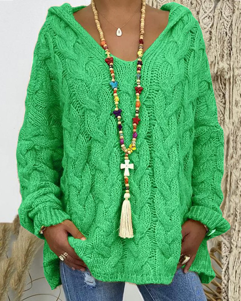 Leniva – Kapuzenpullover mit Zopfmuster