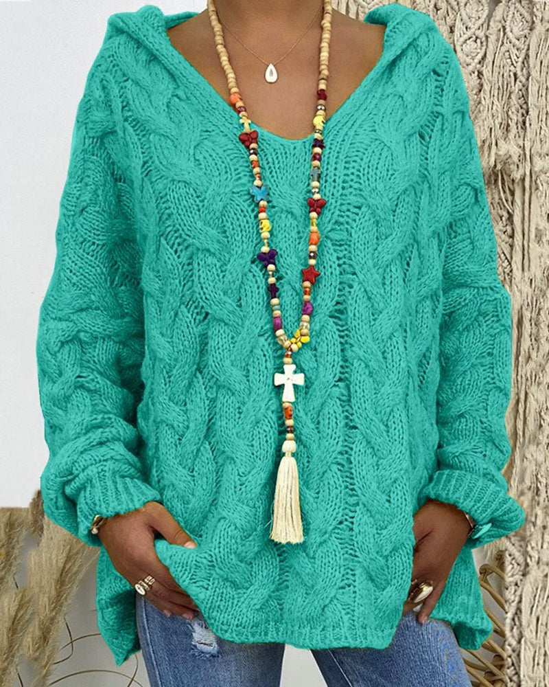 Leniva – Kapuzenpullover mit Zopfmuster