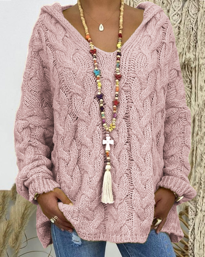 Leniva – Kapuzenpullover mit Zopfmuster