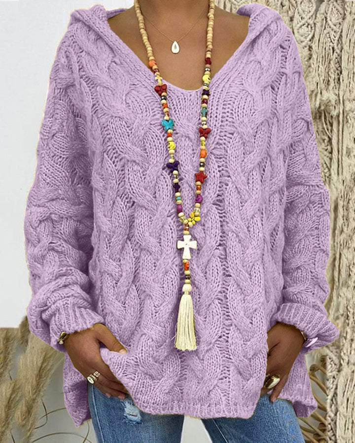 Leniva – Kapuzenpullover mit Zopfmuster