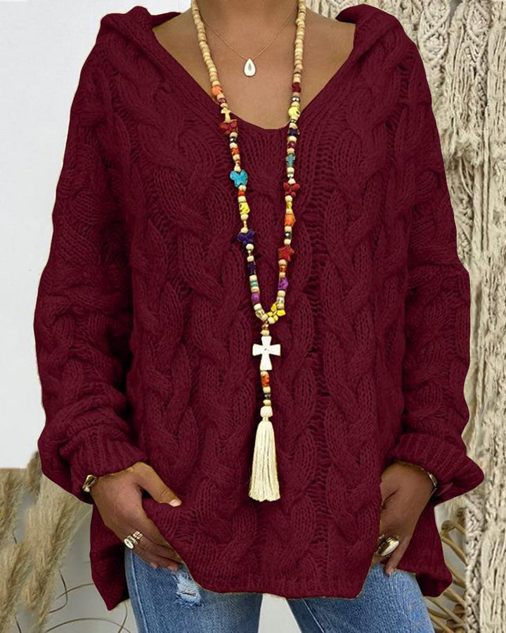 Leniva – Kapuzenpullover mit Zopfmuster