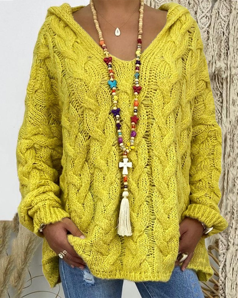 Leniva – Kapuzenpullover mit Zopfmuster