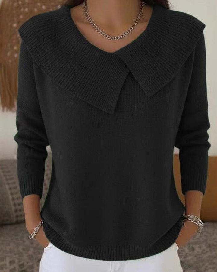 Luniva – Asymmetrischer Rippstrick-Pullover mit Reverskragen