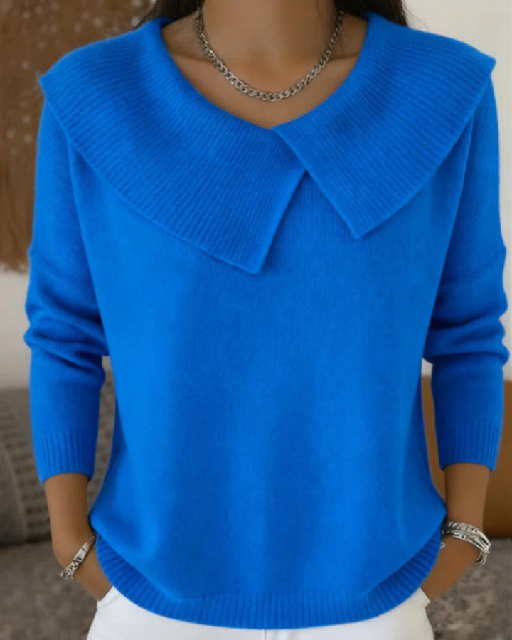Luniva – Asymmetrischer Rippstrick-Pullover mit Reverskragen