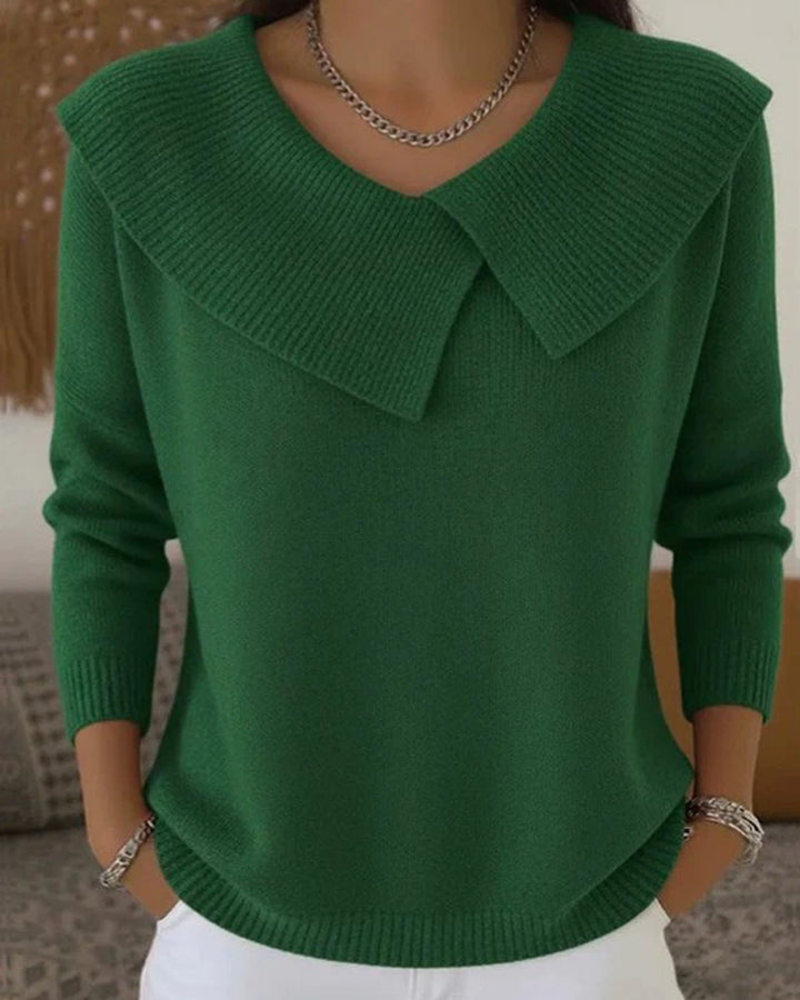 Luniva – Asymmetrischer Rippstrick-Pullover mit Reverskragen