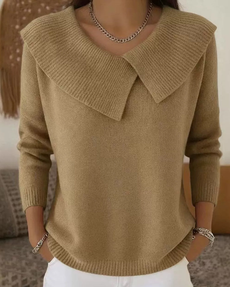 Luniva – Asymmetrischer Rippstrick-Pullover mit Reverskragen