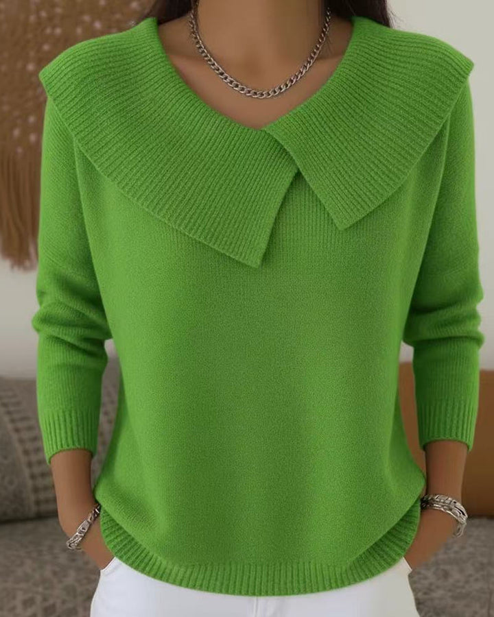 Luniva – Asymmetrischer Rippstrick-Pullover mit Reverskragen