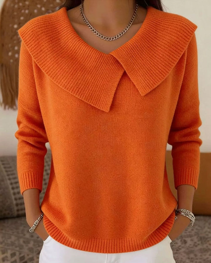Luniva – Asymmetrischer Rippstrick-Pullover mit Reverskragen