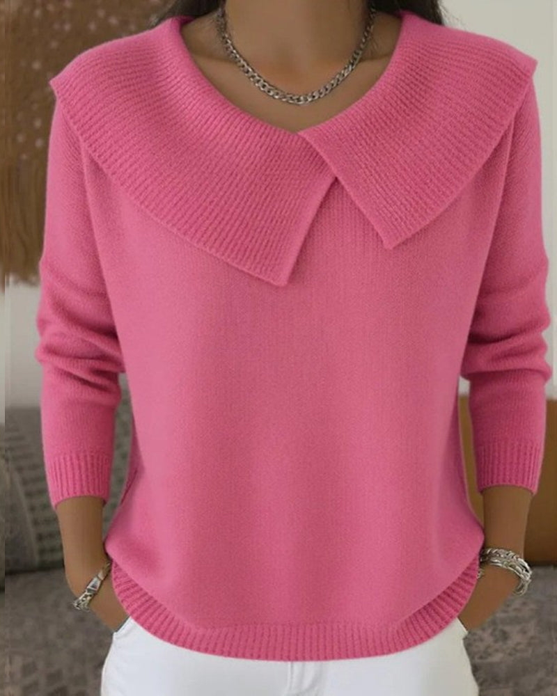 Luniva – Asymmetrischer Rippstrick-Pullover mit Reverskragen