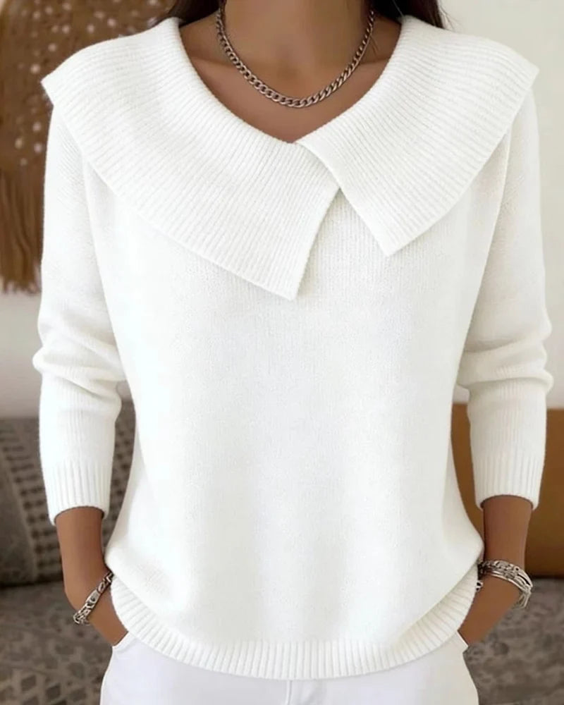 Luniva – Asymmetrischer Rippstrick-Pullover mit Reverskragen