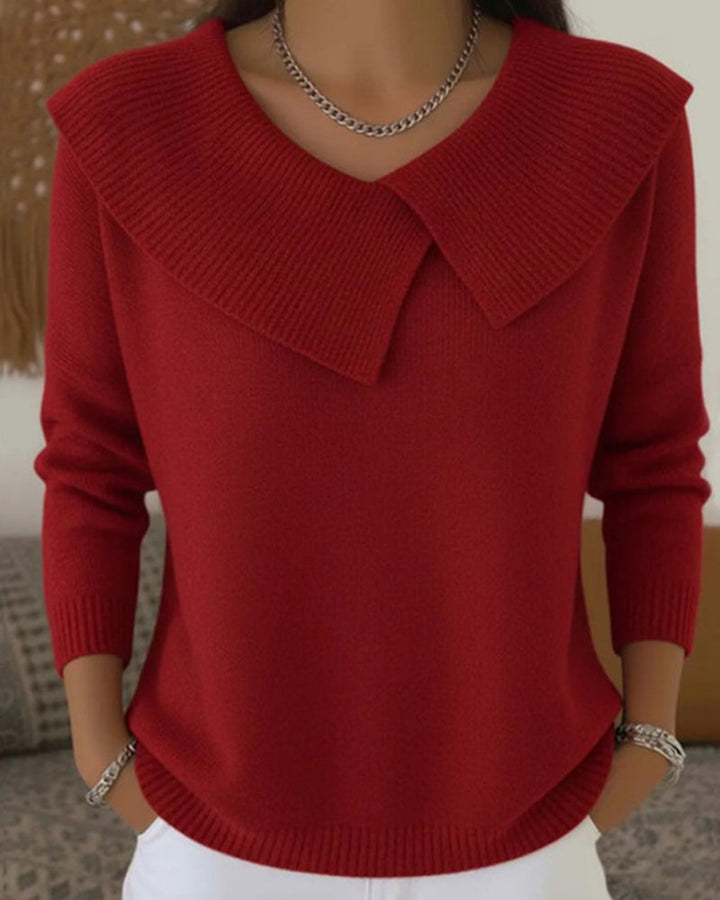 Luniva – Asymmetrischer Rippstrick-Pullover mit Reverskragen