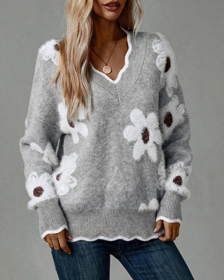 Nelara – Floraler Jacquard-Strickpullover