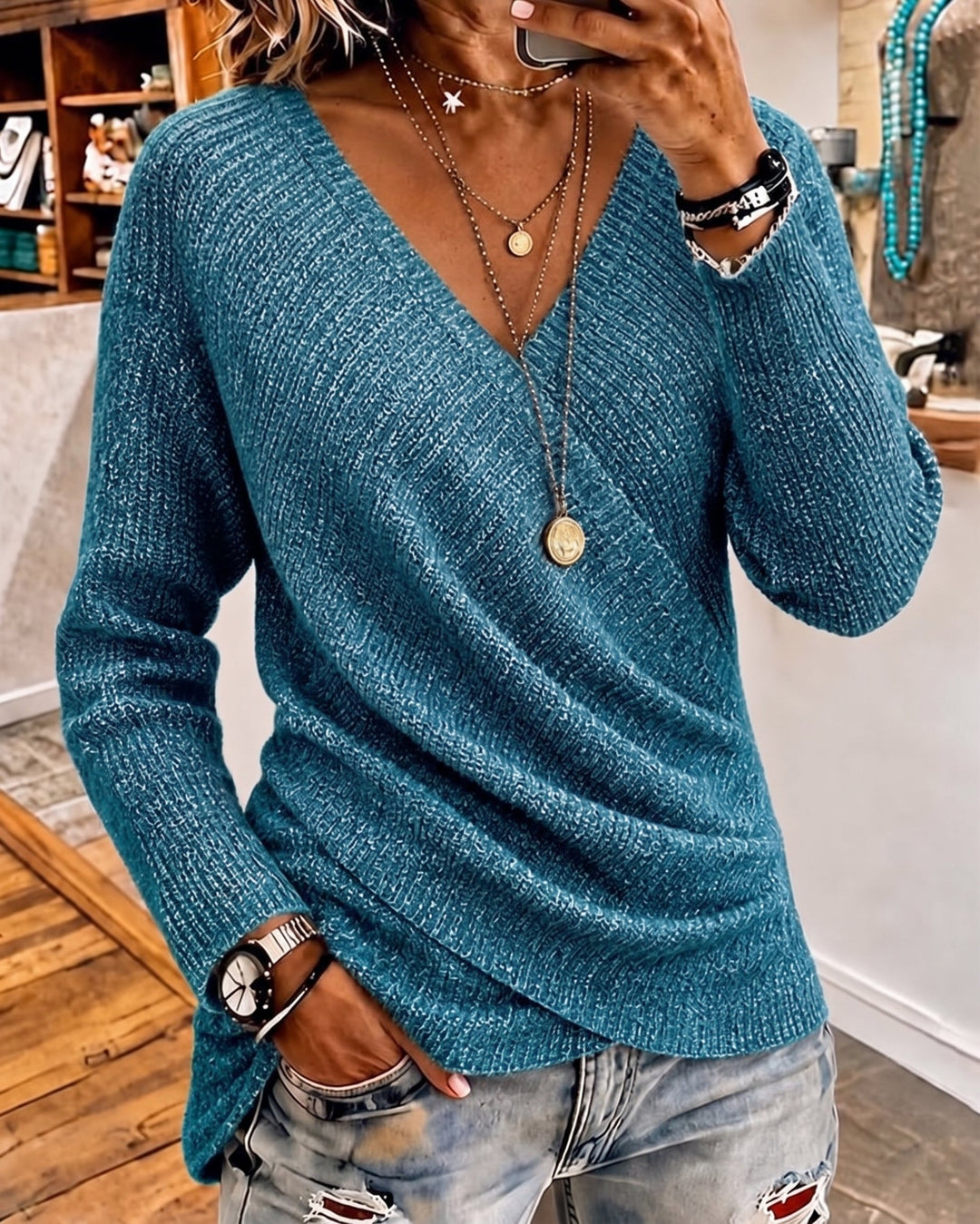 Oryna – Wickelfront-Strickpullover