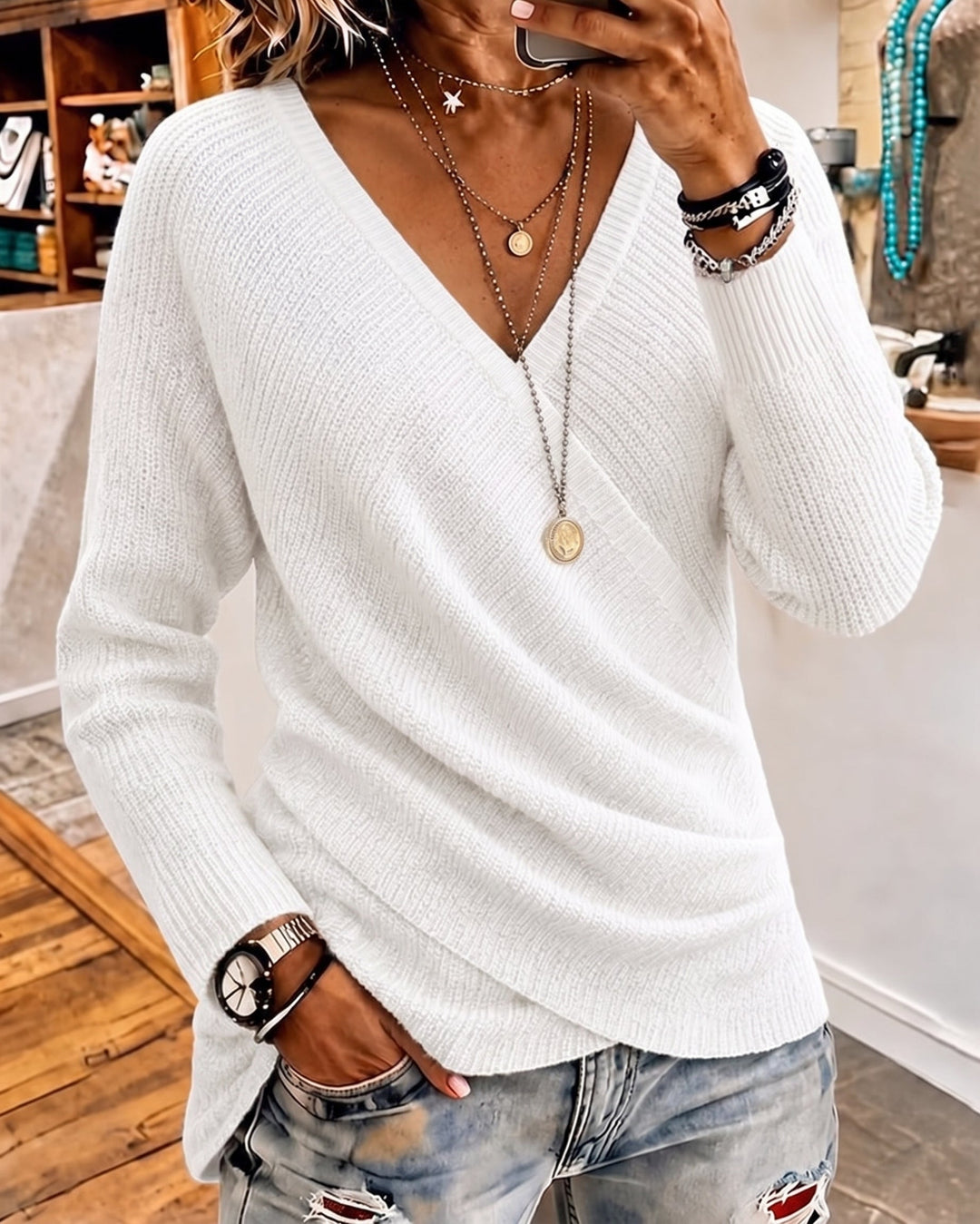 Oryna – Wickelfront-Strickpullover