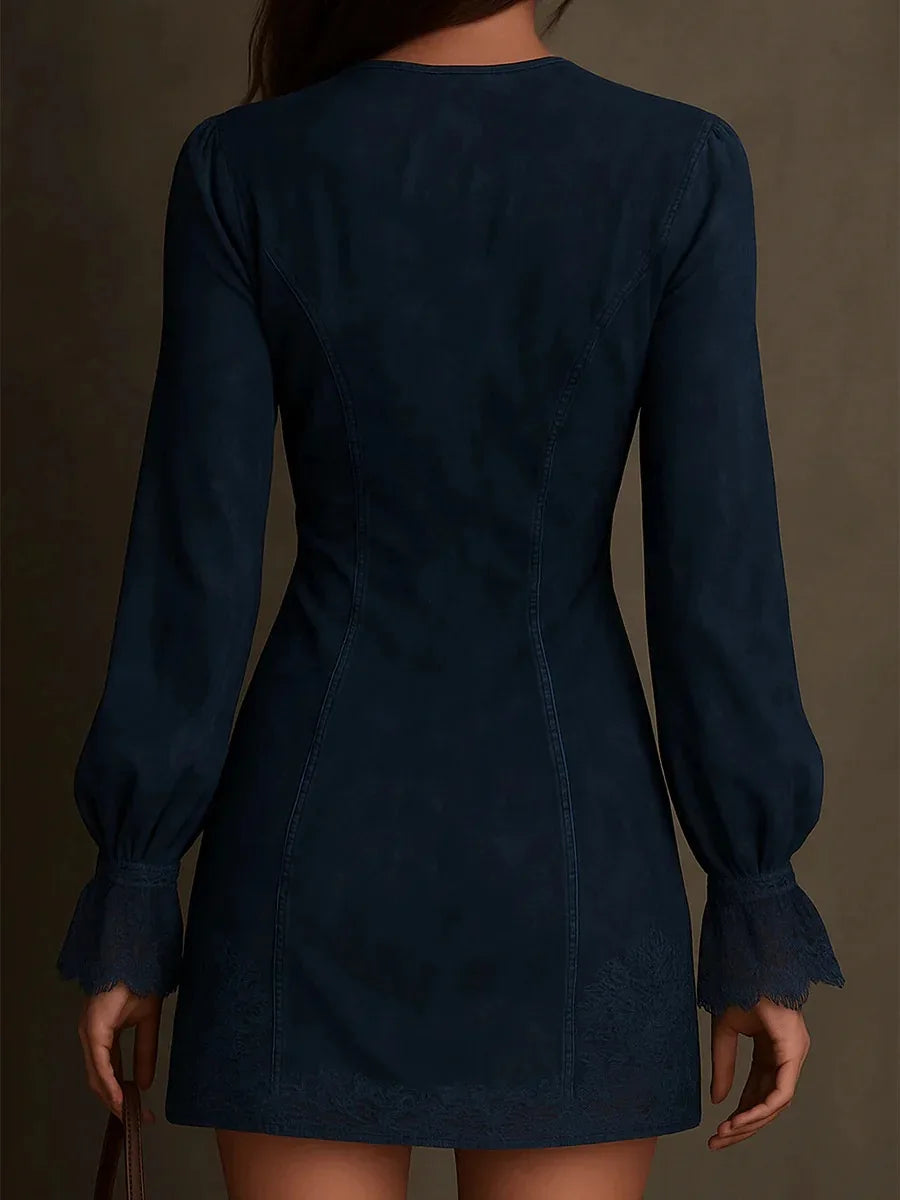 Reißverschluss-Kleid in Wildlederoptik