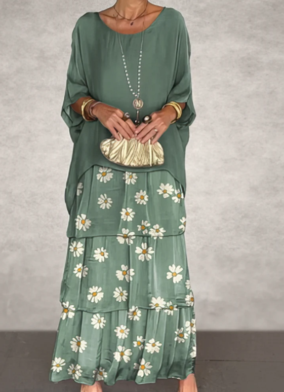Avalen – Rüschen-Detail Webware-Maxikleid