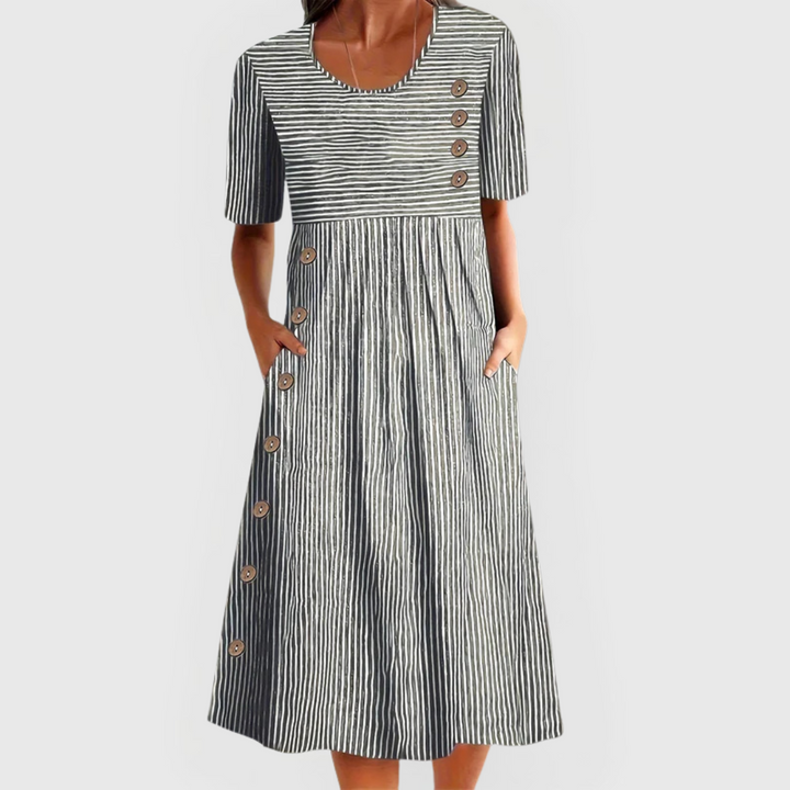 Tivora – gestreiftes Midikleid mit Knopfleiste
