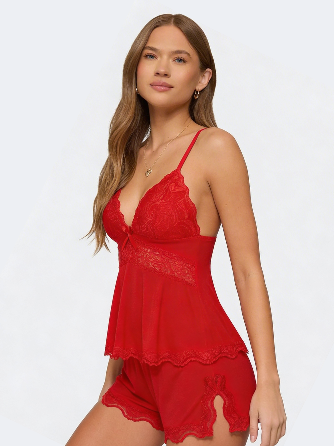 Neraya – Tiefer V-Ausschnitt, Spitzenbesatz, Dessous-Set