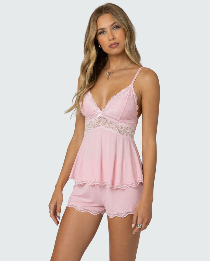 Neraya – Tiefer V-Ausschnitt, Spitzenbesatz, Dessous-Set