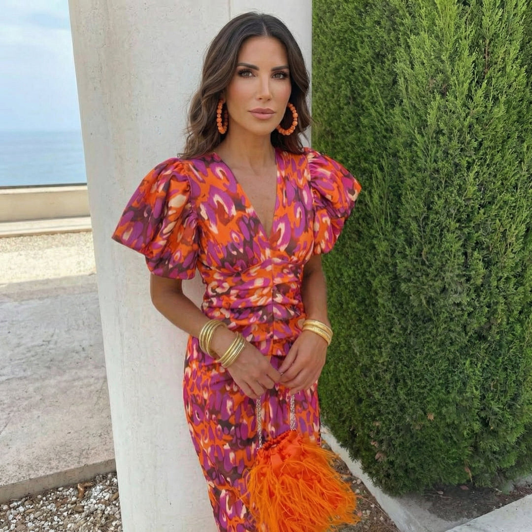 Mireli – puffärmelig bedrucktes Sommerkleid