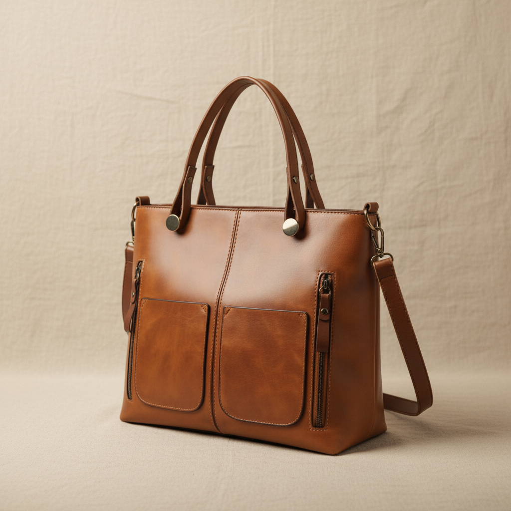Geformte Echtleder-Schultertasche