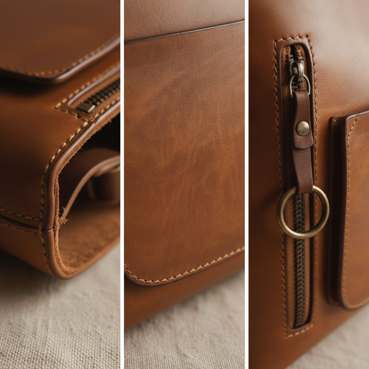 Geformte Echtleder-Schultertasche