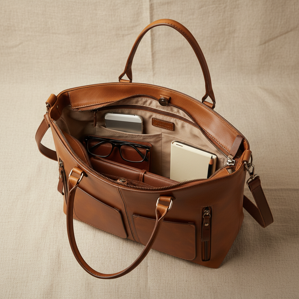 Geformte Echtleder-Schultertasche