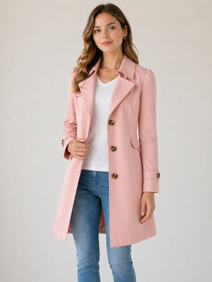 Enyra – Mit Knopfleiste gewebter Trenchcoat