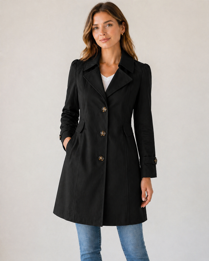 Enyra – Mit Knopfleiste gewebter Trenchcoat