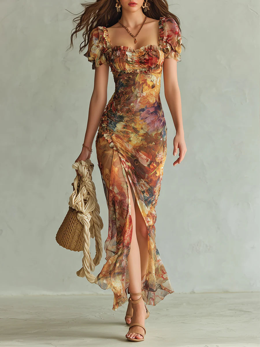 Selira – Chiffonkleid mit Taillenraffung