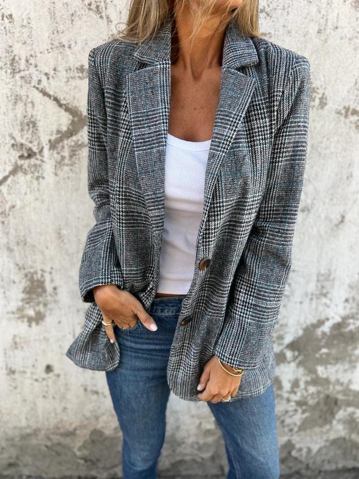 Vesara – Blazer mit eingekerbtem Revers und Karomuster
