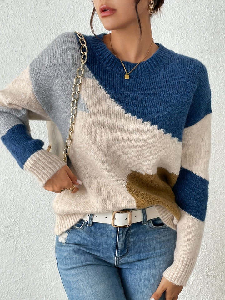 Luniva – zweigeteilter Farbblock-Strickpullover