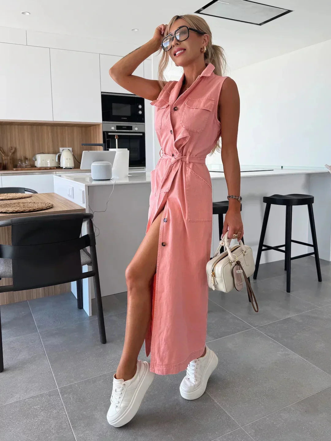 Lysena – Denimkleid mit Knopfleiste