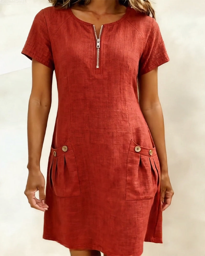 Renavi – A-Linienkleid aus Baumwoll-Leinen