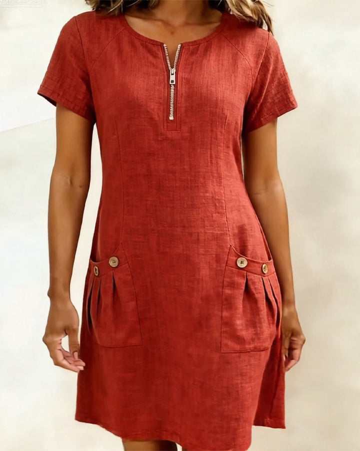 Velira – Midi-Kleid aus Baumwollmischung mit Knopfleiste