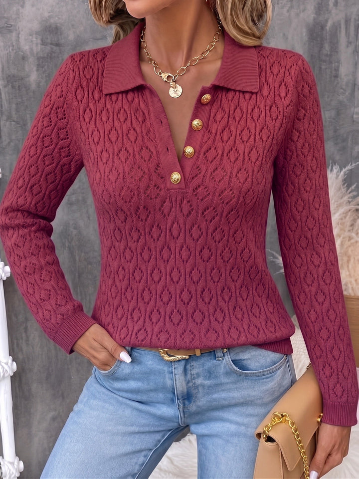 Avenya – offen gestrickter Polo-Pullover