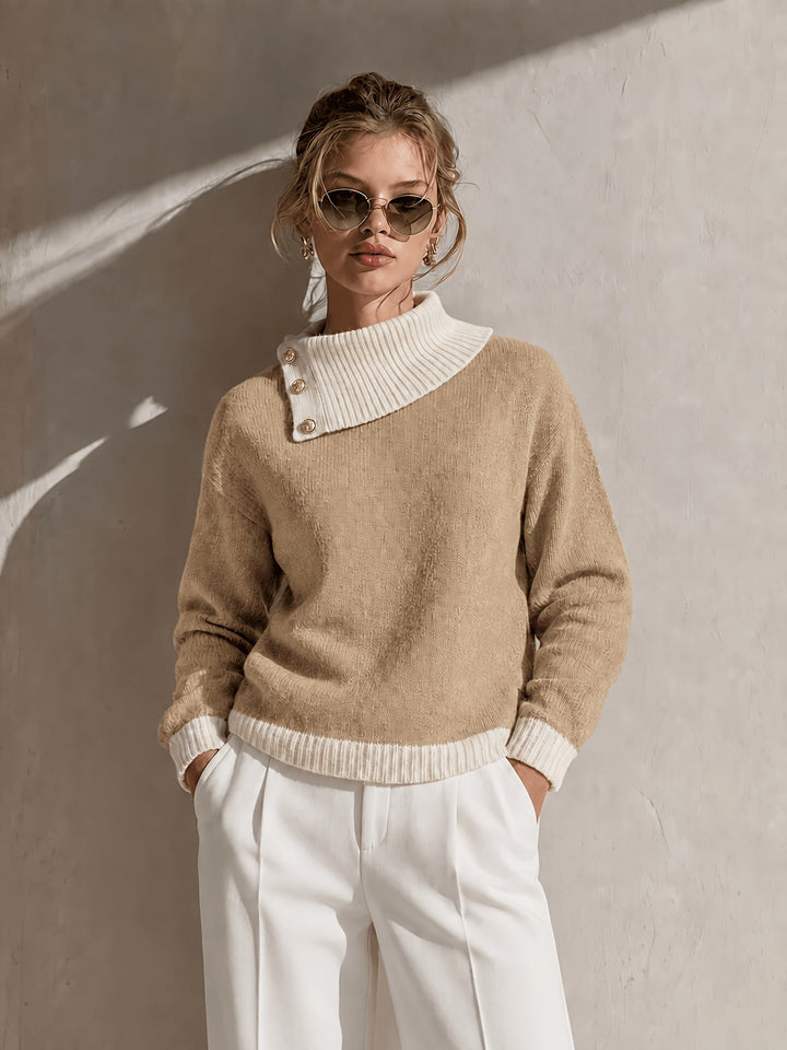 Calira – Asymmetrischer Halsausschnitt Strickpullover