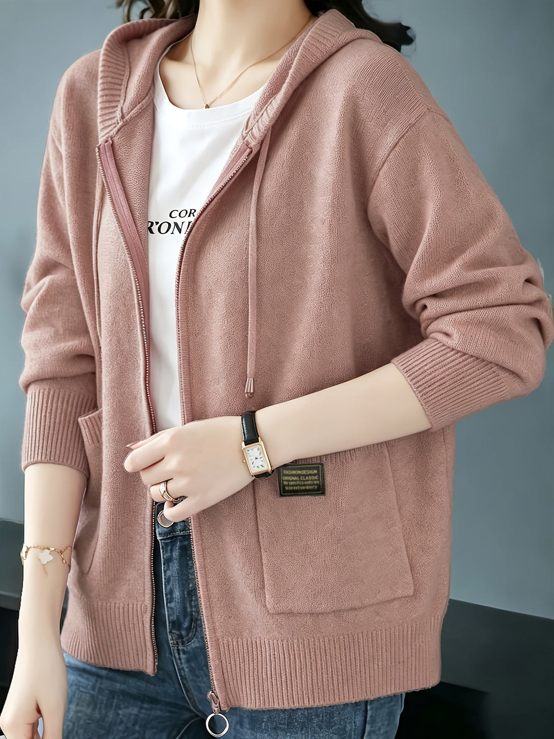Rilena – Kapuzen-Strickjacke mit Kordelzug