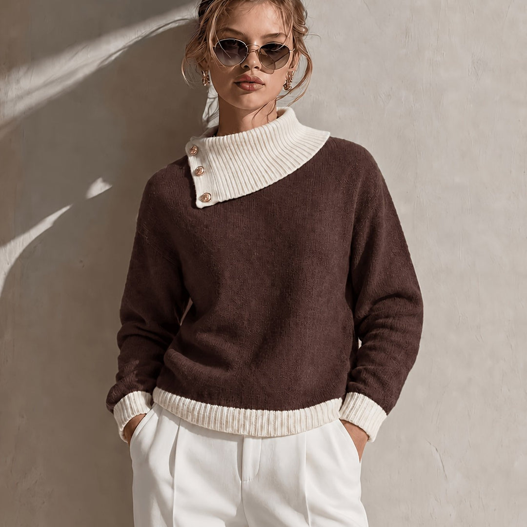 Calira – Asymmetrischer Halsausschnitt Strickpullover