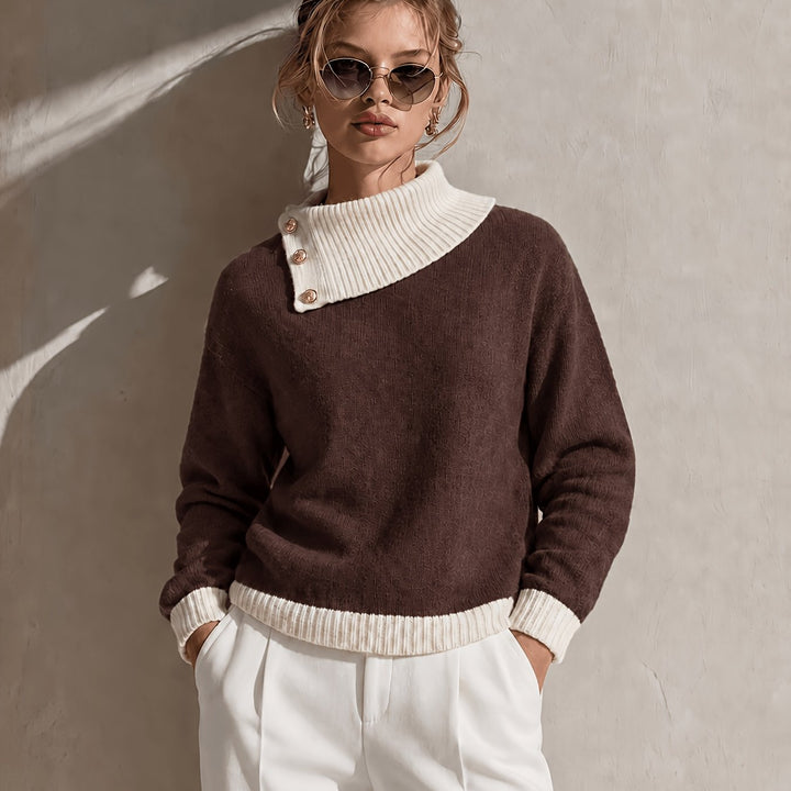 Calira – Asymmetrischer Halsausschnitt Strickpullover
